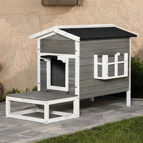 Nichoir pour chat avec terrasse et balcon bois L115 x l66,5 x (1/5)