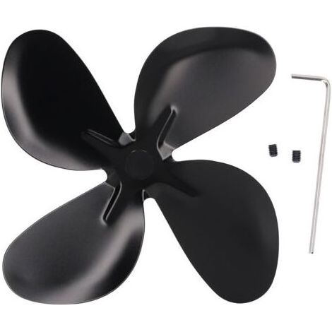 Pale De Ventilateur De Poêle - Alliage D'aluminium - Pour Poêle À Bois Charbon Granulés - 4 Pales - Noir (1/5)
