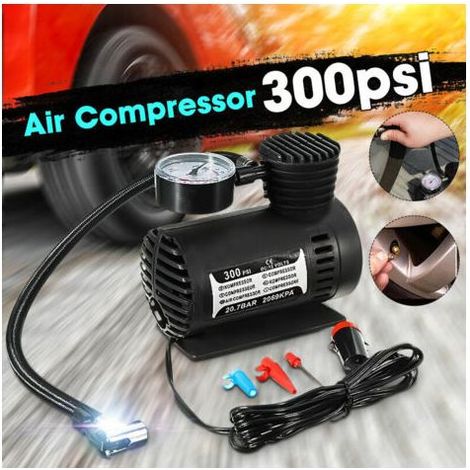 12V 300PSI voiture universelle mini pompe de gonflage électrique gonfleur d'air de pneu portable pompe de compresseur automatique pour voiture moto basket-ball vélo balle gonfleur de (1/4)