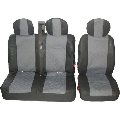 Housses universelles / sellerie 2-en-1 pour sièges avant - Noir et gris - Textile / cuir synthétique