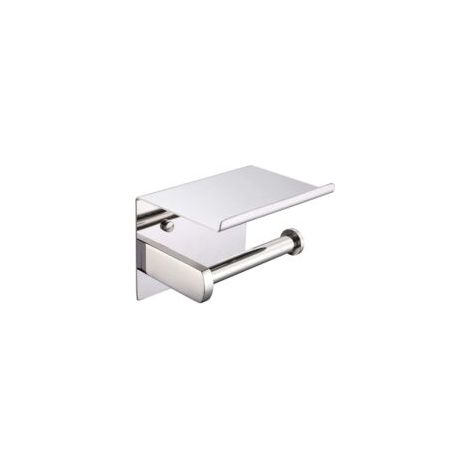 Toilettenpapierhalter aus Edelstahl SUS 304 – Oberfläche: Poliertes Chrom – Montage per Kleben oder Bohren – Modernes integriertes Regal – Crezuo