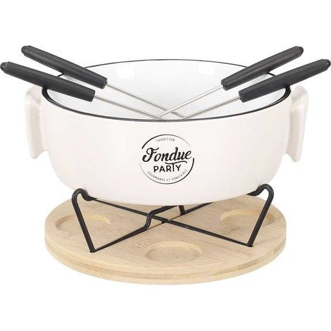 Service à Fondue avec Plateau Chauffe-Plat et 4 Piques (1/2)