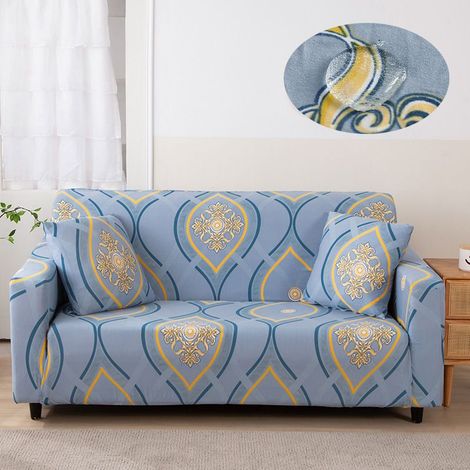 Housse de Canapé 2 Place 140180cm Couverture Canapé avec Accoudoirs Moderne Couvre Canapé Elastique Universelle Revêtement de Canapé Housse de Protection Bleu (1/3)