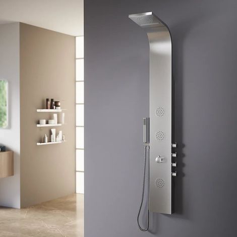 Panneau de douche thermostatique avec cascade en acier chromé douchette 4 fonctions Saturnia (1/4)