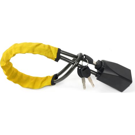 Car steering wheel lock, steering wheel anti-theft device, seat belt buckle lock, steel cable lock, steel wire rope lock, vehicle-mounted - aluminum alloy - yellow (1/4)