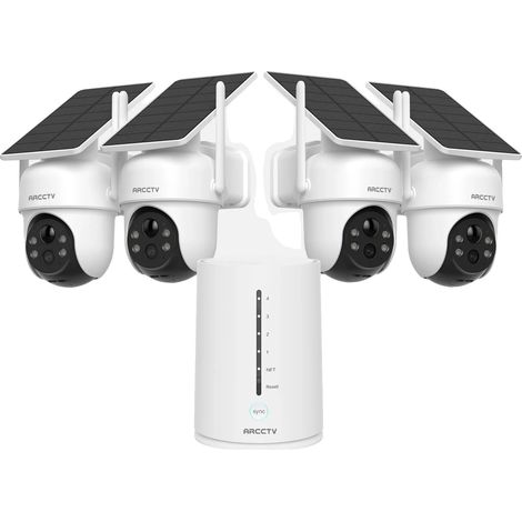 Caméra de sécurité, alimentée par énergie solaire, audio bidirectionnel, 4 Caméras 4CH NVR (1/5)