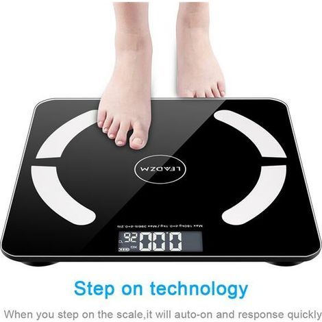 Balance de pesée numérique intelligente Bluetooth Balance de graisse corporelle App OKOK Noir (1/4)