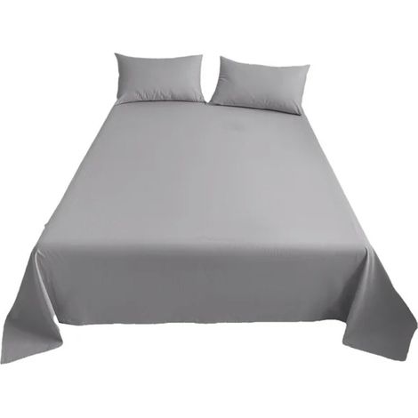 1 Ensemble de draps en coton, housse de couette plate, drap-housse profond, taille Queen, pour chambre à coucher (1/5)