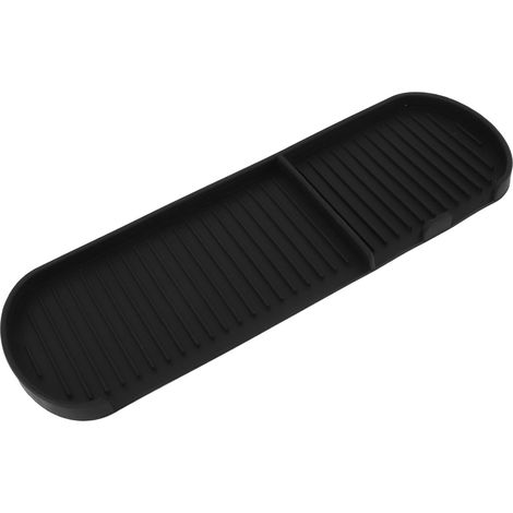Plateau d'égouttage en silicone alimentaire antidérapant, fond givré, tapis d'égouttage pour salle de bain, noir (1/5)
