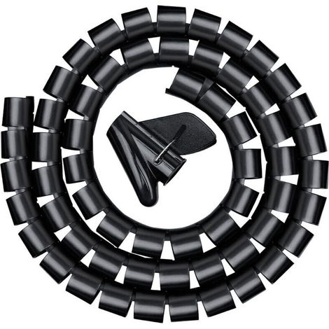 3,0 m Kabelkanal, flexibles Spiralkabelmanagement fürs Büro, Spiralkabelmanagement für 20 mm Kabel, schwarz