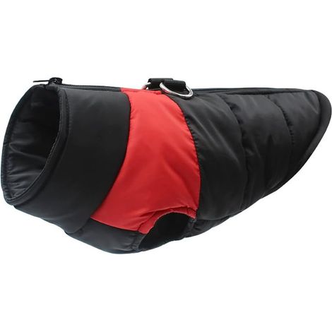 Tuta da sci per cani per attività all'aperto - Giacca invernale impermeabile e calda - Gilet antivento imbottito - Con cinturino pettorale ad anello a D - Adatta a tutte le razze - Rossa, taglia 3XL