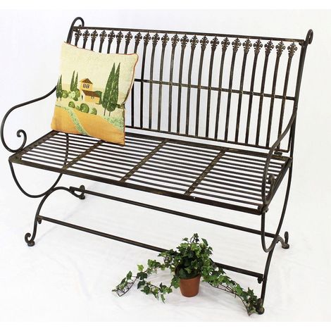 Banc de jardin DanDiBo Métal Marron Résistant aux intempéries 2 places Finca 102 cm Banc Jardin Banc Fer (1/5)