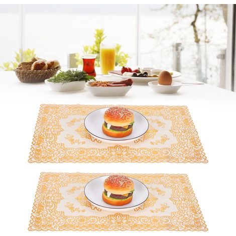 2 Pièces Sous-verres PVC 30x45 cm Dorés - Dessous de Plat Décoratifs pour Cuisine, Mariage, Événements