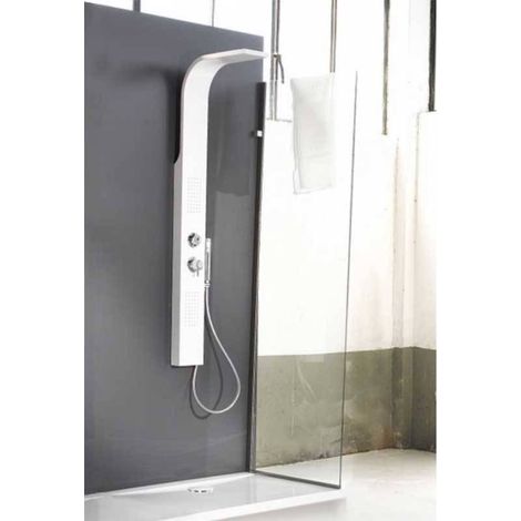 Set Colonna Crio Bianca 1500x150x75 - Inox - Soffione e Getti Frontali
