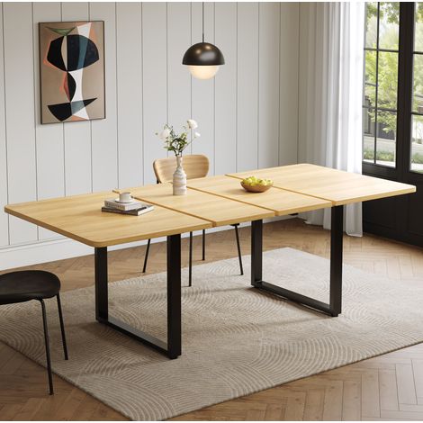Table extensible in MDF colore rovere 140/180/220x80 cm per 6-10 persone (1/5)