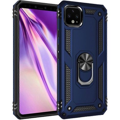 Blaue, stoßfeste Schutzhülle in Militärqualität für Google Pixel 4 XL mit Google-Ringhalterung und integriertem Sicherungsring. (1/5)