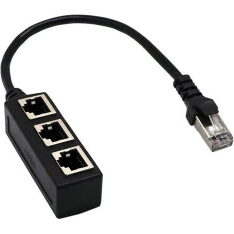 Câble répartiteur Ethernet RJ45, adaptateur répartiteur RJ45 mâle vers 3 femelles, câble adaptateur de commutateur Ethernet RJ45 professionnel pour connecteur de prise Ethernet de bureau à domicile (1/5)