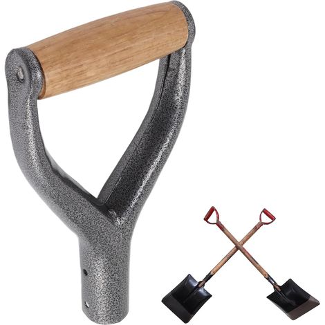 Manche de Pelle, Forme Y Diamètre Intérieur de 12,22 Pouces Poignée de Rechange en Fer Protection des Mains Accessoire de Jardin pour Creuser Poignée de Pelle avec Poignée en Bois (1/5)