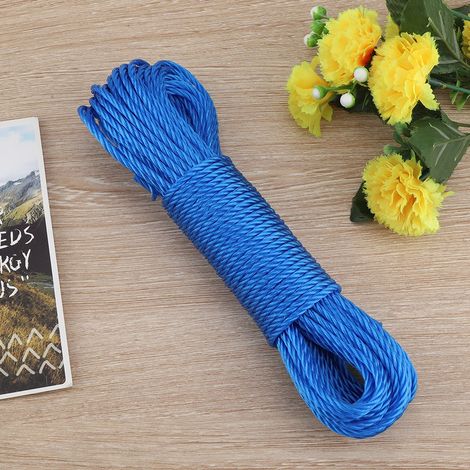 20 m lange Nylon-Wäscheleine zum Trocknen von Kleidung im Freien, beim Camping und im Garten – robuste blaue Wäscheleine (1/5)