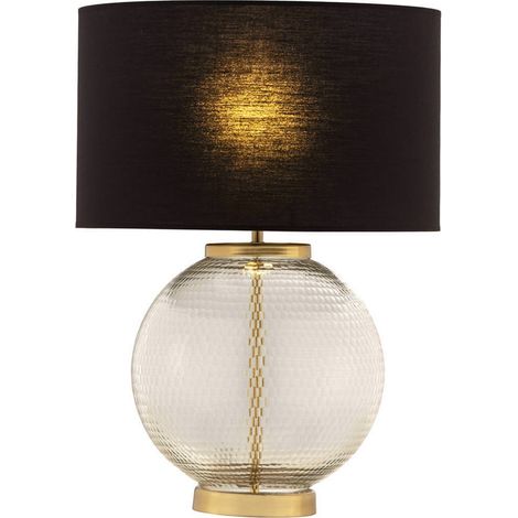 Lampe de table en verre et métal doré - doré et transparent (1/3)