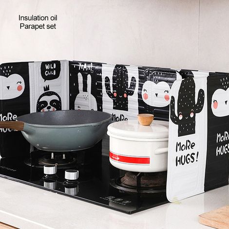 Plaque de protection anti-éclaboussures d'huile pliable en aluminium pour cuisinière à gaz de cuisine et poêle à frire. (1/5)
