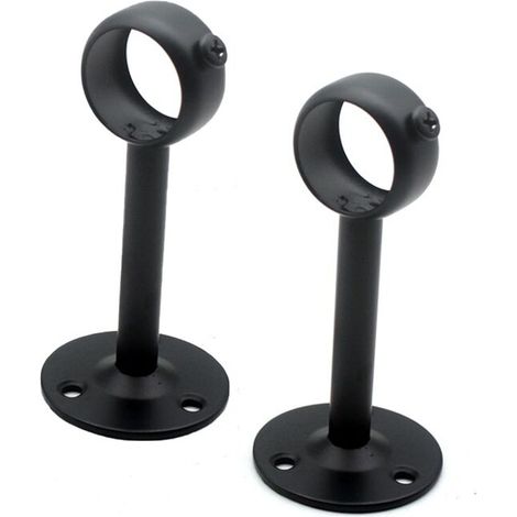 Supports de tringle à rideaux de plafond réglables, lot de 2, noirs (1/5)