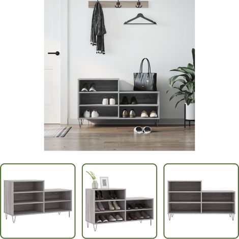 Schuhregal Grau Sonoma -  Schuhregal Grau Sonoma 102x36x60 cm Holzwerkstoff (1/5)