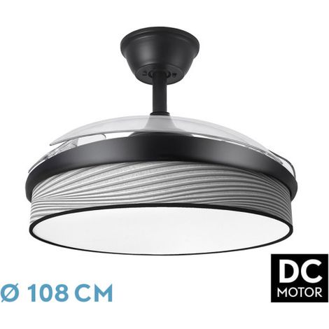Ventilador Dc Moda 72w Negro/surco Gris 108d 3aspas 7200lm 3000k,4000k,6000k Remoto+memoria+temporizador (1/3)