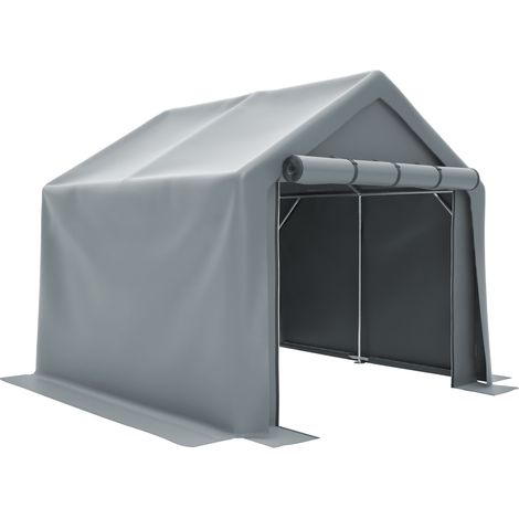 Abri de rangement extérieur pour vélos, motos et outils 244 x 241 x 217 cm, toile PE 170 g/m², armature acier galvanisé, gris foncé CHICFURN (1/5)