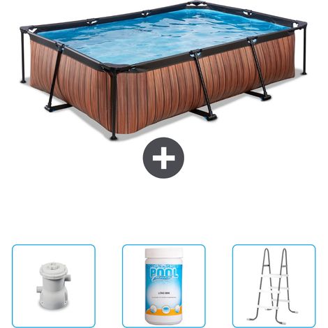 Exit-toys Piscina Exit Rettangolare - Effetto legno - 300x200x65 cm - 4-pezzi SCB84 (1/4)