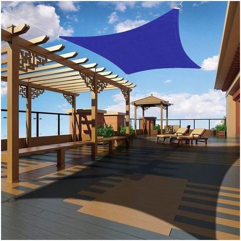Voile d'ombrage Rectangulaire 2x2 mètres, Auvent Imperméable UV Protection pour Jardin Terrasse Extérieur Patio Piscine, avec Corde Libre (Bleu Klein) (1/5)