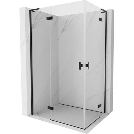 Mexen Mist-H L Duo Duschkabine, schwenkbar, 120 x 90 cm, transparent, schwarz - 8A5L-120L-090P-70-00 (1/5)