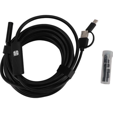 Caméra endoscopique USB C avec lumière LED réglable, 8mm, 1200P, Endoscope serpent, IP68, résistant à l'eau, Inspection (1/5)