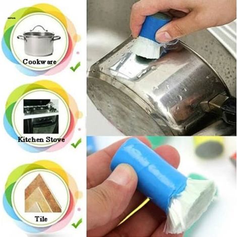 Lot de 2 brosses magiques en acier inoxydable pour le nettoyage des métaux de cuisine (1/4)