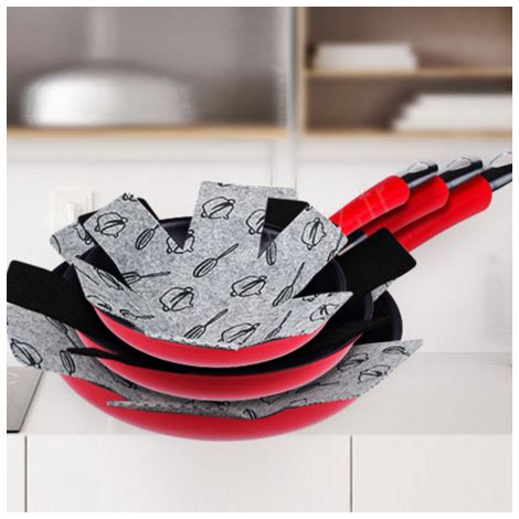 Protections Poêles et Casseroles en Feutrine Anti-Rayures - Pack de 6 - PROTECT PAN (1/5)