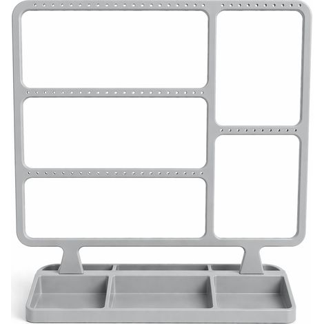 Organizador de pendientes, soporte gris para joyas, para tocador.