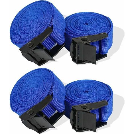 4 Sangles d'arrimage 1m avec verrou de Serrage, Sangle 25mm, Bleue Sangle Velo , Sangle a cliquet, avec verrou de Serrage, Sangle a cliquet, Sangle Moto remorque