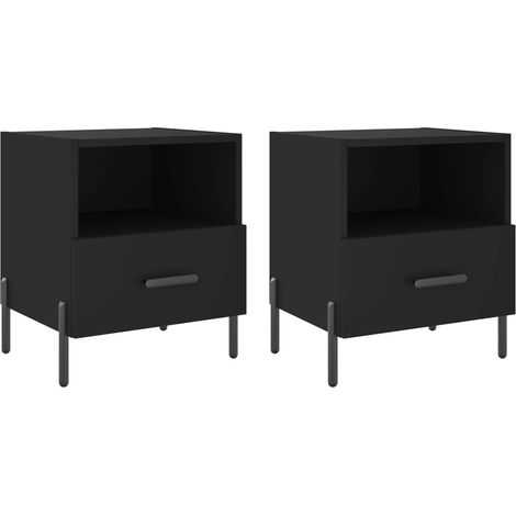 Set di 2 comodini con cassetto e vano aperto 40 x 35 x 47,5 cm in legno ingegnerizzato nero e ferro DEC035537