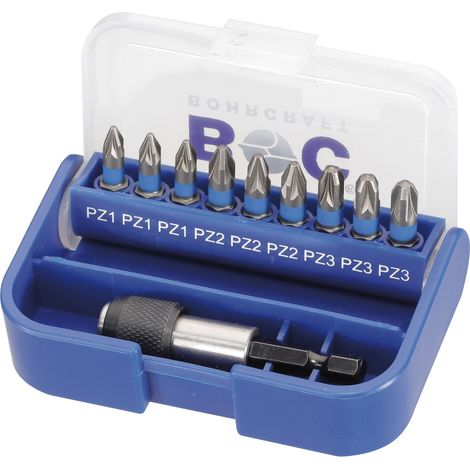 BOHRCRAFT Bit Satz Pozidriv mit Bithalter 10-teilig Box farbliche Kennzeichnung (1/3)