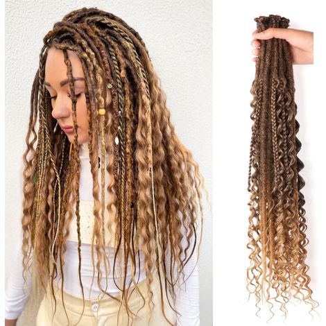 Extensions de dreadlocks synthétiques de 61 cm à extrémité simple de 0,6 cm de largeur, extensions de cheveux au crochet de style reggae pour femmes (T1B/27, 3 styles mélangés de 61 cm (30 (1/5)