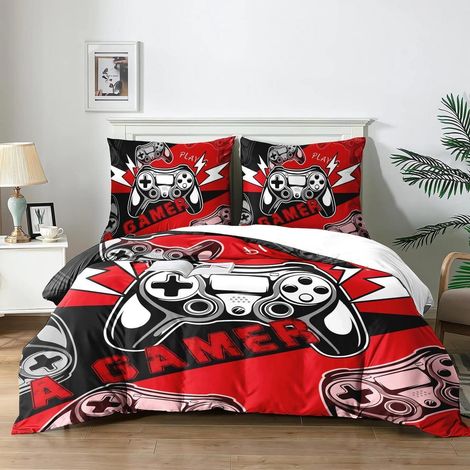 Parure de lit 140x200 cm avec motif Gamepad, impression 3D, microfibre