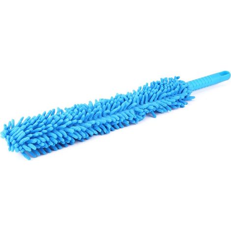 Brosse de Nettoyage Microfibre pour Voiture et Jantes - Manche Flexible et Doux, 56 cm, Bleu (1/5)