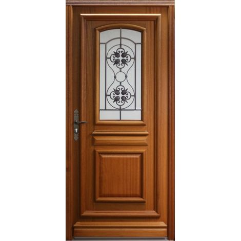 Porte D'Entrée Bois Vitrée, Tahi 4, H,215Xl,90 Poussant Droit Côtes Tableau (1/5)