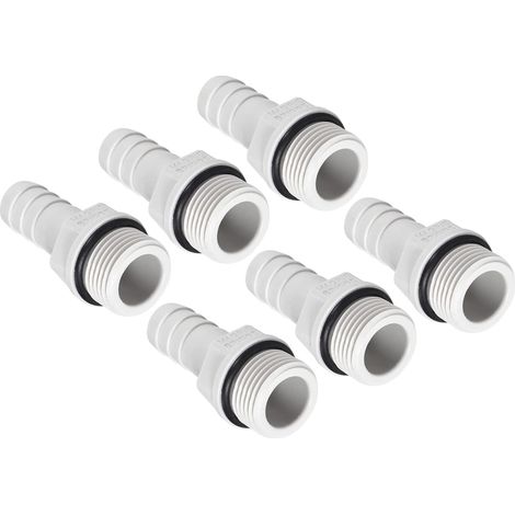 Barbelé G3/8 Mâle x 6pcs Tuyau PVC Droit Bouchon Raccord Air Eau Carburant Pneu Flexible Blanc - (1/5)