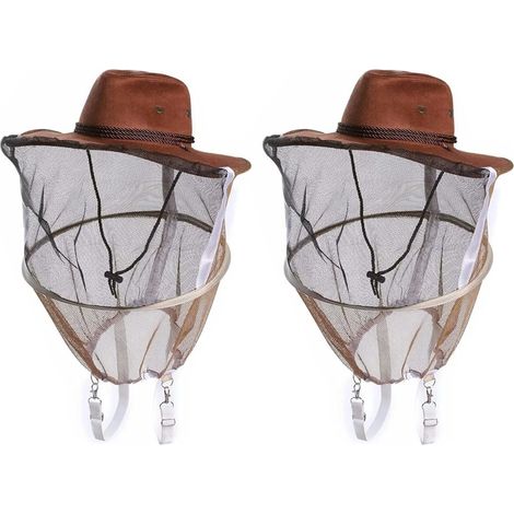 2 Stück Imker-Cowboyhut, Imkerhut mit SchleierBienenschleierhut mit sichtbarem SchleierProfessioneller ImkerhutImkerschutzausrüstung