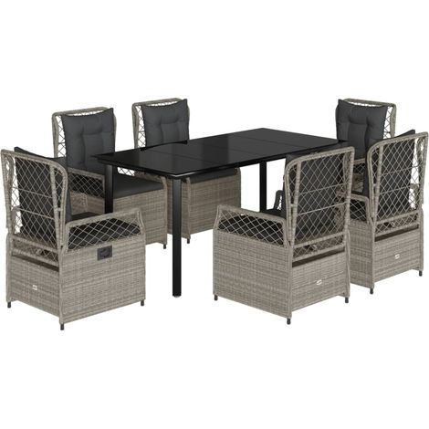 Maison Exclusive - Set da Pranzo da Giardino 7 pz Cuscini Polyrattan Grigio Chiaro (1/5)