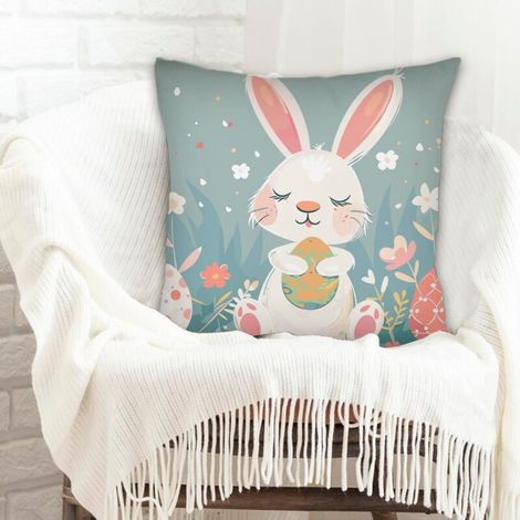 Housse de coussin 45x45 cm en polyester rustique pour canapé lit salon chambre à coucher (1/5)