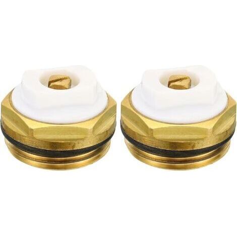 3/4" BSP Mâle Filet Manuel Radiateur Air Ventilation Bouchon Vannes, 2 Paquet Laiton Bouchon pour Radiateur Chauffage, Or Blanc