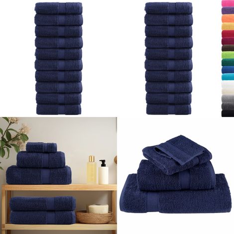 Serviettes d'invité de qualité sup. SOLUND 10 pcs bleu marine - Serviettes de bain - Serviettes de visage (1/5)