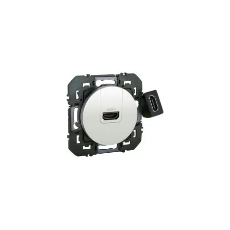 Legrand – Prise HDMI 2.0 Type A pré-connectorisée – Alu – Résolution 1080p – Câble 15cm pour raccordement rapide – Coque de protection chantier
